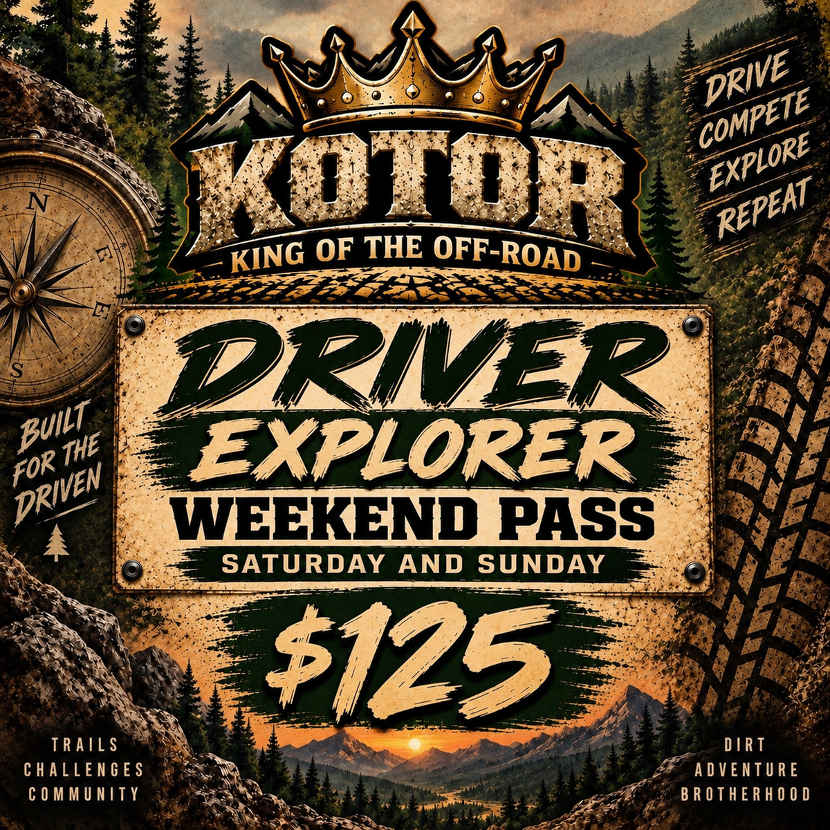 KOTOR Explorer Driver WEEKEND Pass (Saturday and Sunday)